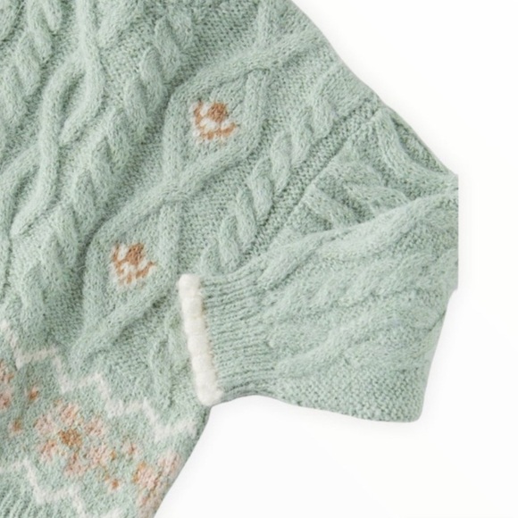 ZARA Kids | Sea Green | Jacquard Cable Knit Sweater - Picture 5 of 8